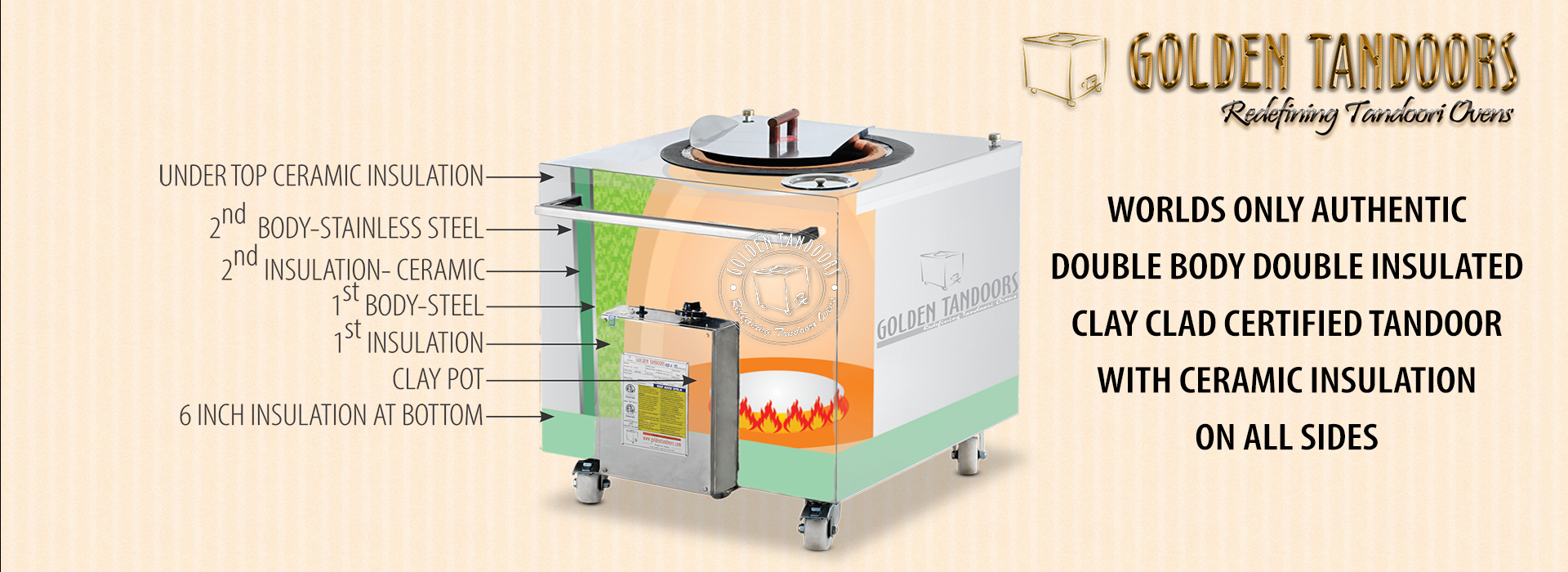 WORLDS ONLY AUTHENTIC GAS TANDOOR OVEN DULY CERTIFIED FOR GAS SAFETY AND SANITAION DOUBLE BODY DOUBLE INSULATED WITH CERAMIC INSULATION ON ALL SIDES
